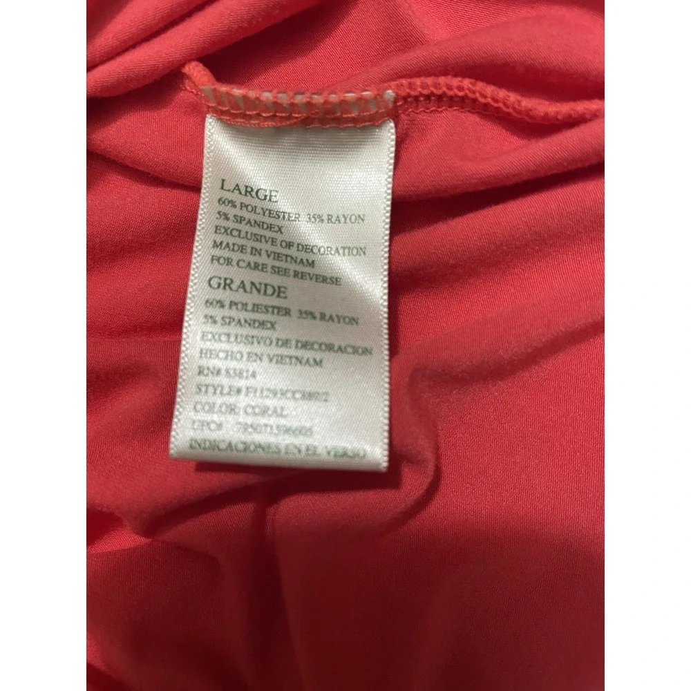 Tangerine Womens Athletic V-neck Top Large Coral Short Sleeve Activewear Yoga - Picture 11 of 13